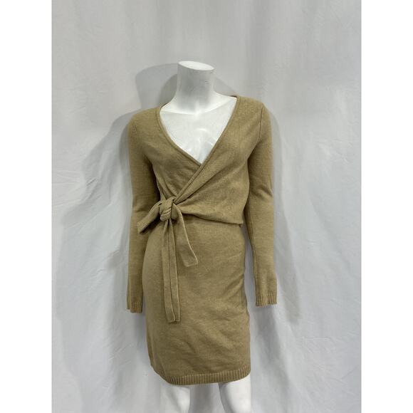 Lpa 'Sean' Tan Acrylic Wrap Dress Size S - Picture 2 of 5